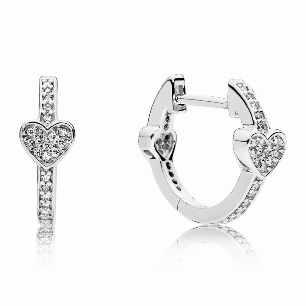 Pave Heart Hoop Earrings Sterling silver 297290CZ [Pandora_113097 ...